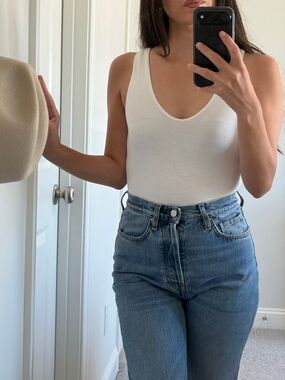 Re Ona White Scoop One-Piece Bodysuit